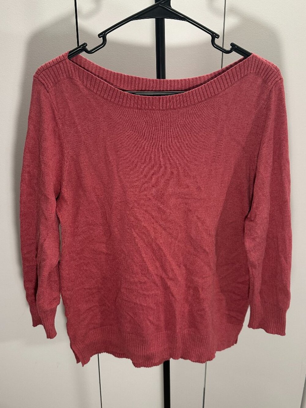 Loft Boatneck pink 3/4 sleeve sweater